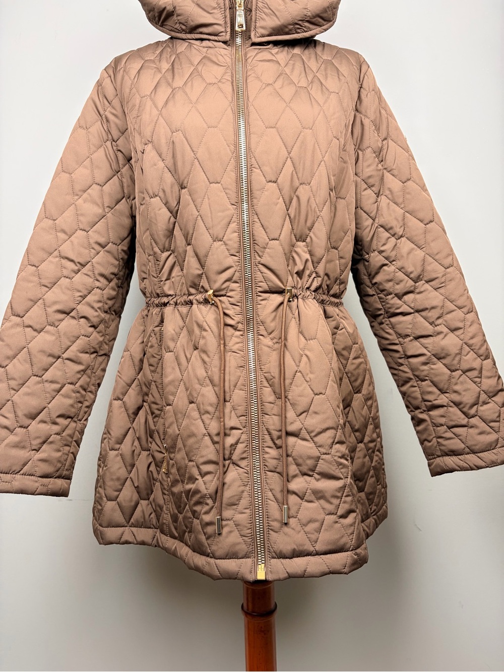 Laundry by Shelli Segal Quilted Hooded Puffer Coat Jacket Brown XL - Picture 3 of 10